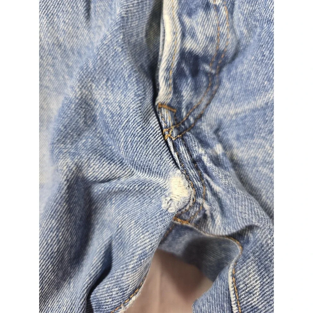 Levis 501 Jeans Mens 34x33 Blue WaterLess Regular Straight Button Fly Distressed
